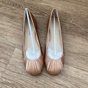 Vera Wang Lavender Rose Gold Ruched Ballet Flats